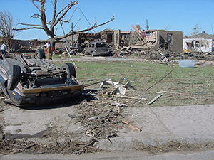 upside down car in a tornado